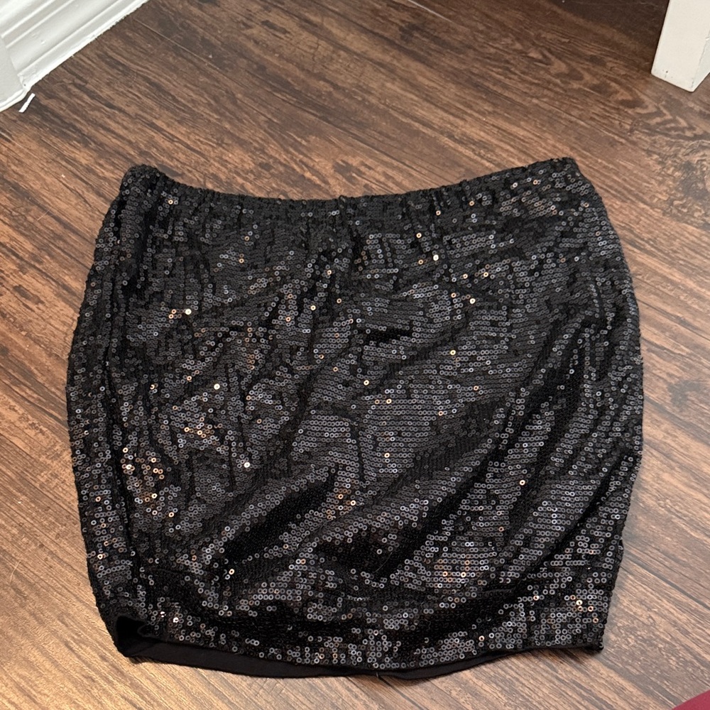 Michael Kors Black Sequin Strapless Top